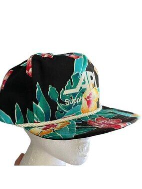 Vintage SnapBack Trucker Hat Tropical Hawaiian 90s Y2K San Sun Braided Brim API